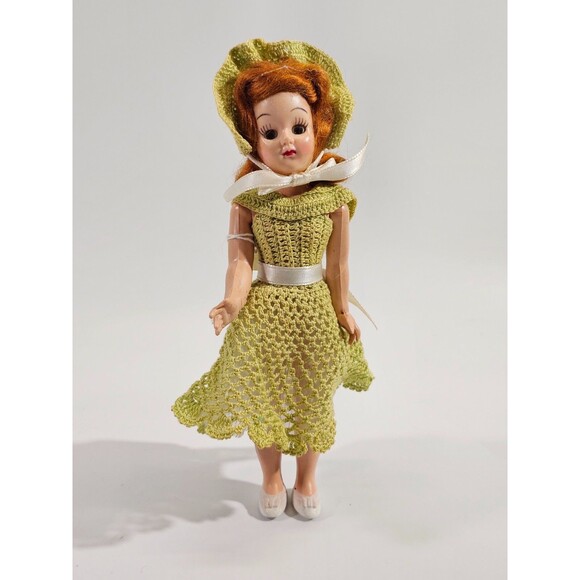 PLK Vintage 1940's 8" Unbranded Doll Dolly In Hand Crafted Crocheted Dress EUC - Picture 2 of 12